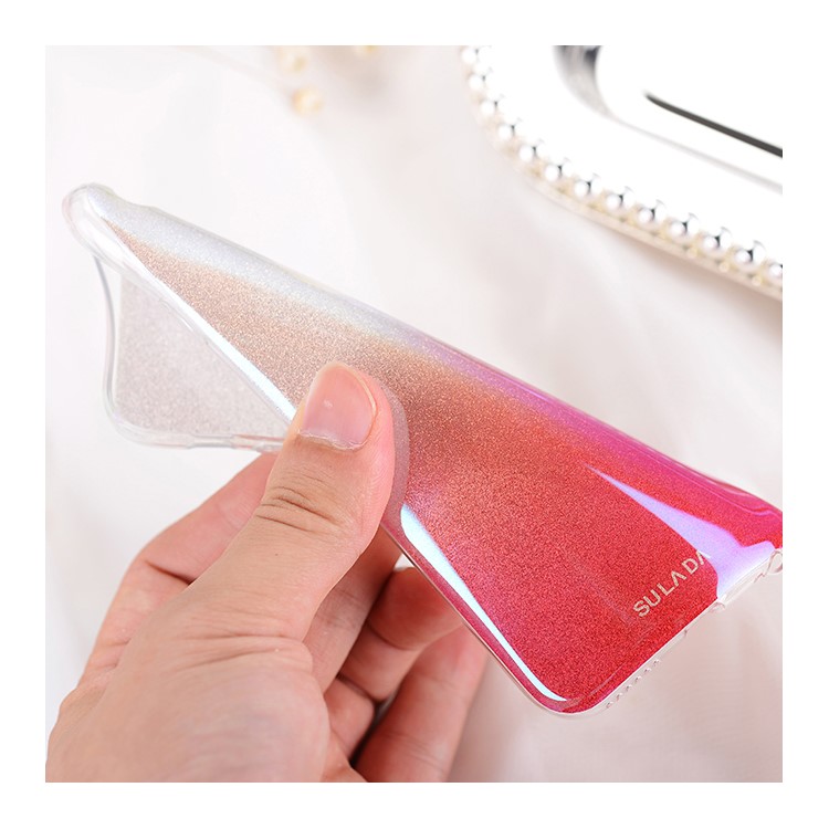 SULADA Blue-ray IMD Flash Powder TPU Phone Case for iPhone 6s Plus/6 Plus Gradient Color Style - Red-3