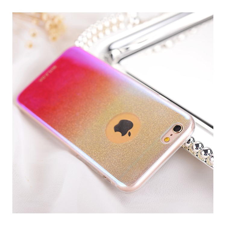 SULADA Blue-ray IMD Flash Powder TPU Phone Case for iPhone 6s Plus/6 Plus Gradient Color Style - Red-4
