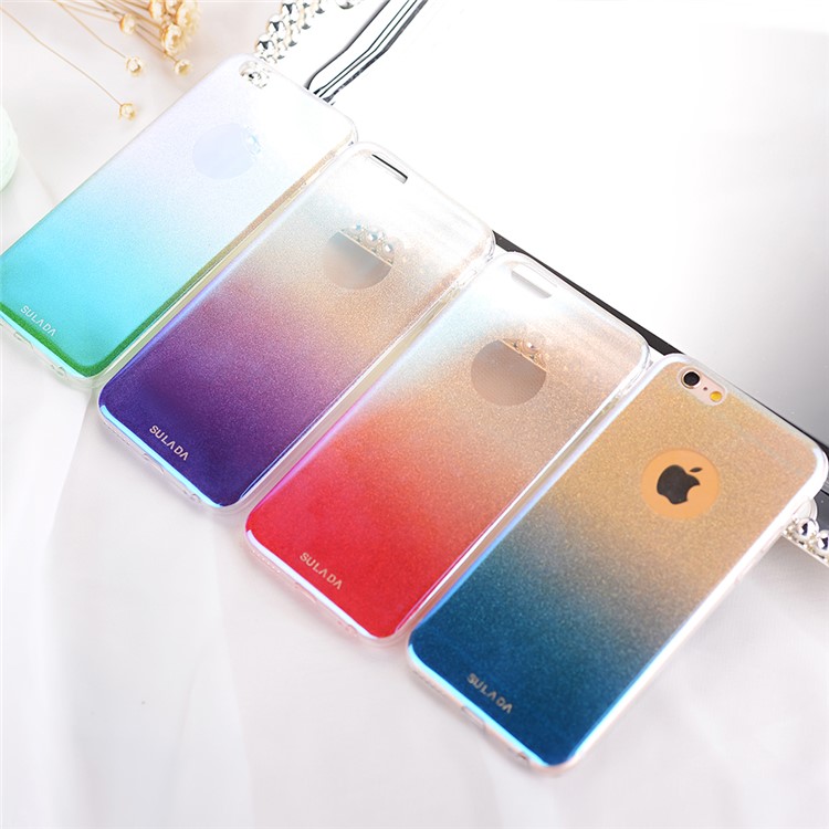 SULADA Blue-ray IMD Flash Powder TPU Phone Case for iPhone 6s Plus/6 Plus Gradient Color Style - Red-6