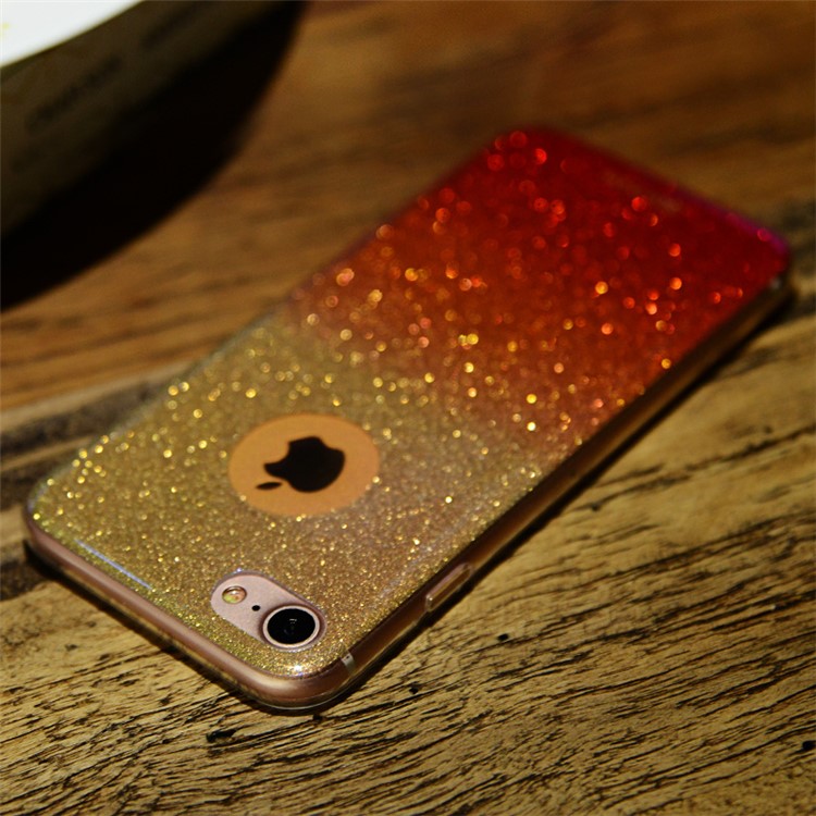 SULADA for iPhone 7 Bling Bling Flash Powder Gradient Color TPU Cell Phone Case - Red-2