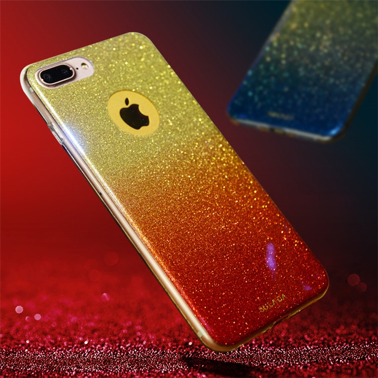 SULADA for iPhone 7 Bling Bling Flash Powder Gradient Color TPU Cell Phone Case - Red-3