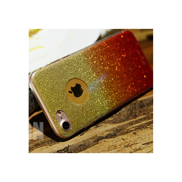 SULADA for iPhone 7 Plus Bling Bling Flash Powder Gradient Color TPU Mobile Phone Case - Red-2