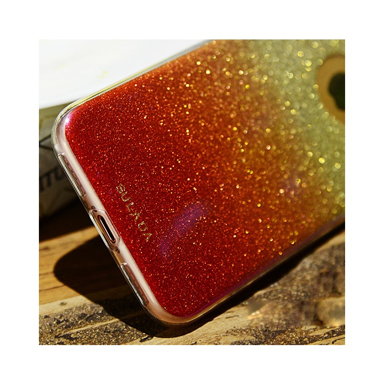 SULADA for iPhone 7 Plus Bling Bling Flash Powder Gradient Color TPU Mobile Phone Case - Red-3