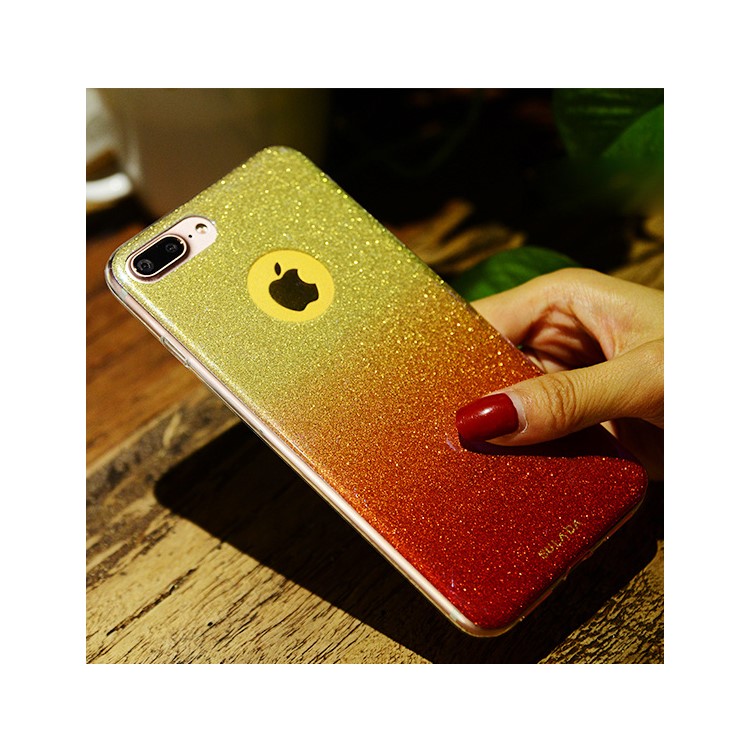 SULADA for iPhone 7 Plus Bling Bling Flash Powder Gradient Color TPU Mobile Phone Case - Red-5