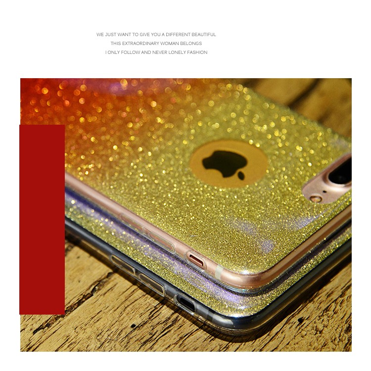 SULADA for iPhone 7 Plus Bling Bling Flash Powder Gradient Color TPU Mobile Phone Case - Red-8