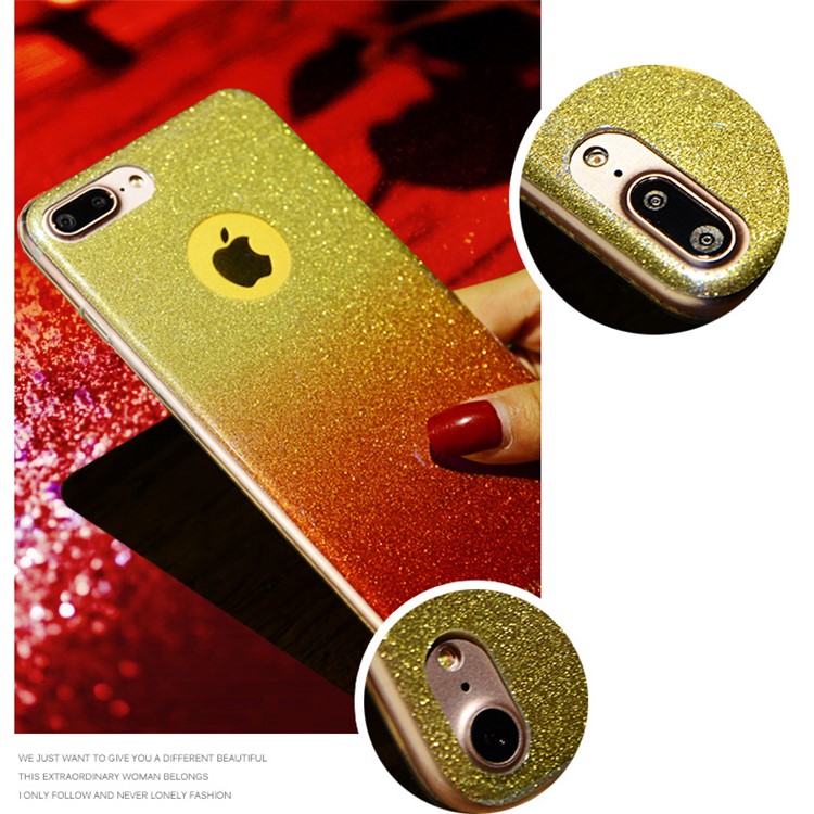 SULADA for iPhone 7 Plus Bling Bling Flash Powder Gradient Color TPU Mobile Phone Case - Red-9