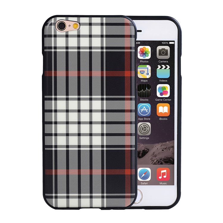 SULADA British Style Lattice Phone Back Case for iPhone 6s Plus/6 Plus (Leather Skin + TPU) - Reddish Brown-1