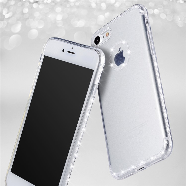 SULADA Shining Soft TPU Phone Case for iPhone 7 4.7 Inch Built-in Diamond-shaped Texture - Transparent-1
