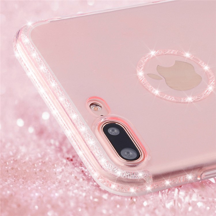 SULADA Elegant Anti-scratch TPU Cellphone Cover for iPhone 8 Plus / 7 Plus 5.5 inch Built-in Diamond-shaped Texture - Rose Gold-2