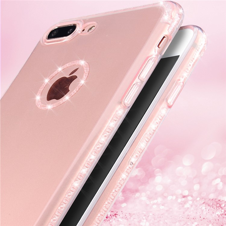 SULADA Elegant Anti-scratch TPU Cellphone Cover for iPhone 8 Plus / 7 Plus 5.5 inch Built-in Diamond-shaped Texture - Rose Gold-6
