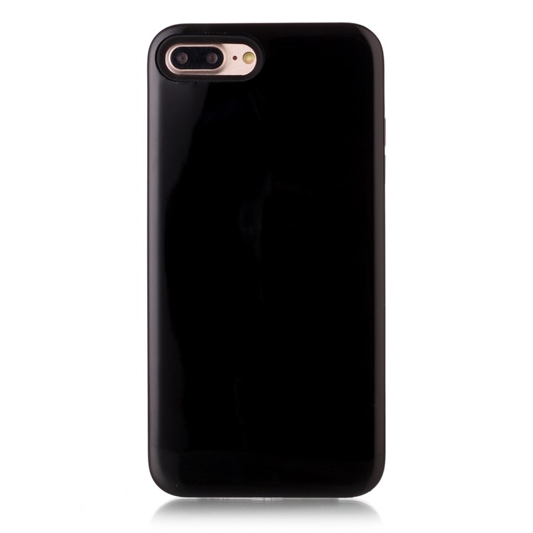 Glossy Hybrid Cell Phone Case (TPU + Plastic) for iPhone 7 Plus - Black-1
