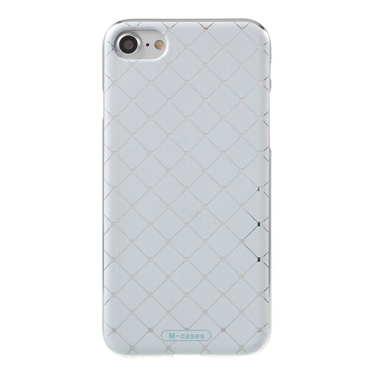 Plating Edges Flexible Cell Phone Case (TPU) for iPhone 7 4.7 inch - Silver / Grid Pattern-1