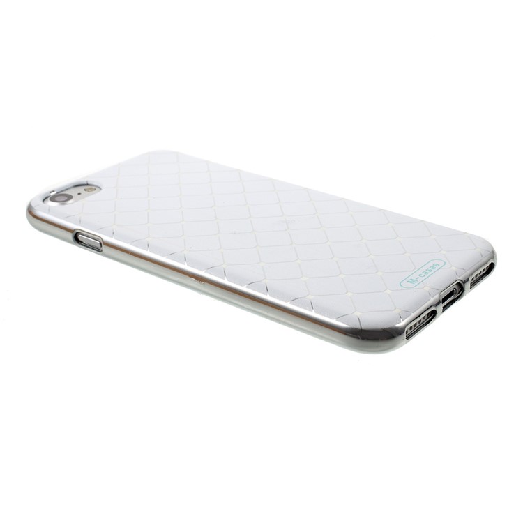 Plating Edges Flexible Cell Phone Case (TPU) for iPhone 7 4.7 inch - Silver / Grid Pattern-4