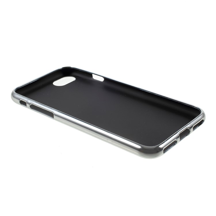 Plating Edges Flexible Cell Phone Case (TPU) for iPhone 7 4.7 inch - Silver / Grid Pattern-5