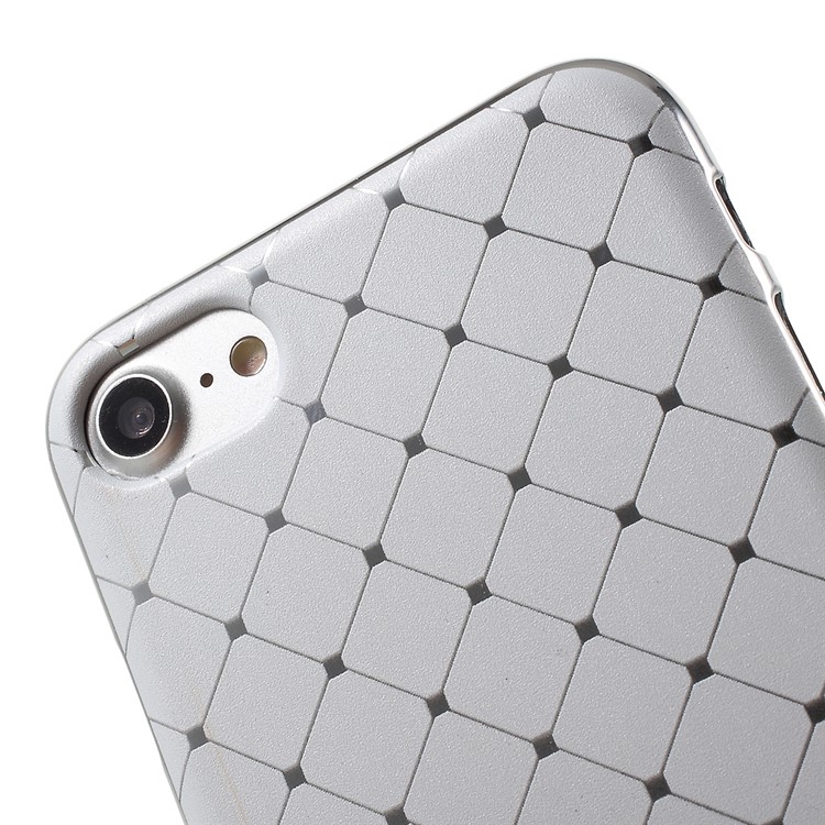 Plating Edges Flexible Cell Phone Case (TPU) for iPhone 7 4.7 inch - Silver / Grid Pattern-6