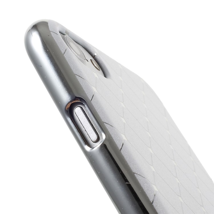 Plating Edges Flexible Cell Phone Case (TPU) for iPhone 7 4.7 inch - Silver / Grid Pattern-7