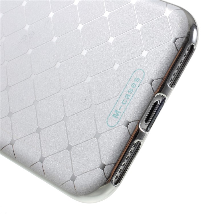 Plating Edges Flexible Cell Phone Case (TPU) for iPhone 7 4.7 inch - Silver / Grid Pattern-8