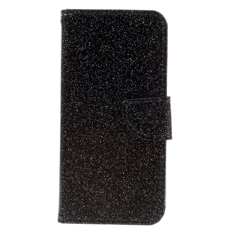 Glitter Powder Leather Wallet Phone Case for iPhone 7 with Stand - Black-3