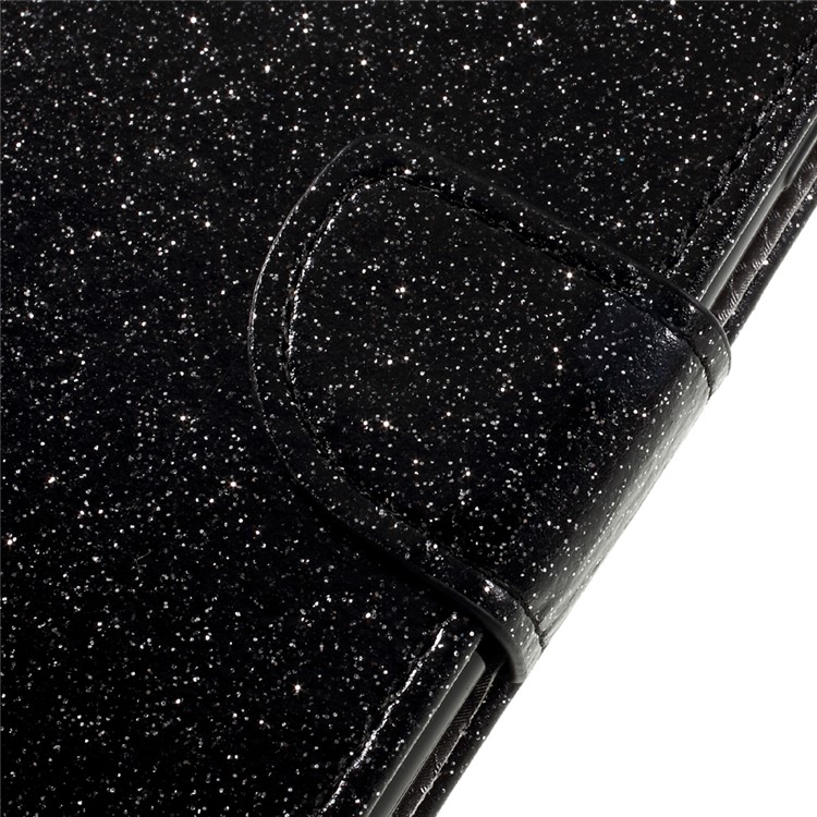 Glitter Powder Leather Wallet Phone Case for iPhone 7 with Stand - Black-9