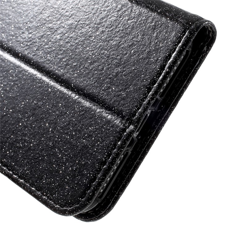 Flashing Powder Wallet Leather Phone Case for iPhone 7 Plus 5.5 inch with Stand - Black-10