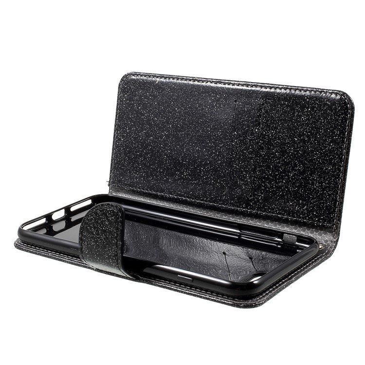 Flashing Powder Wallet Leather Phone Case for iPhone 7 Plus 5.5 inch with Stand - Black-6