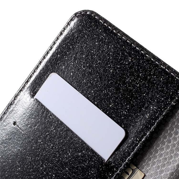 Flashing Powder Wallet Leather Phone Case for iPhone 7 Plus 5.5 inch with Stand - Black-7
