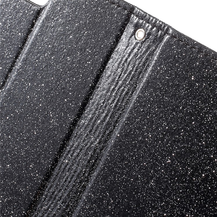 Flashing Powder Wallet Leather Phone Case for iPhone 7 Plus 5.5 inch with Stand - Black-8