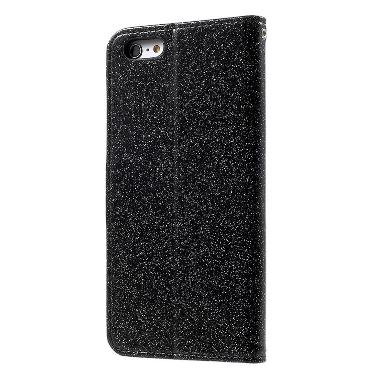 Flashing Powder Wallet Stand Leather Phone Case for iPhone 6s 6 - Black-2