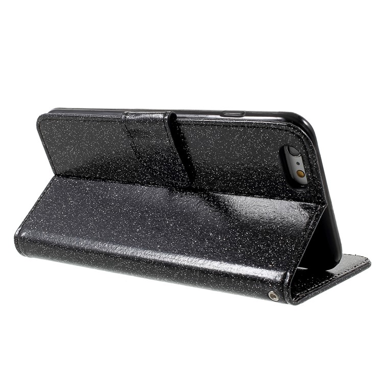 Flashing Powder Wallet Stand Leather Phone Case for iPhone 6s 6 - Black-4