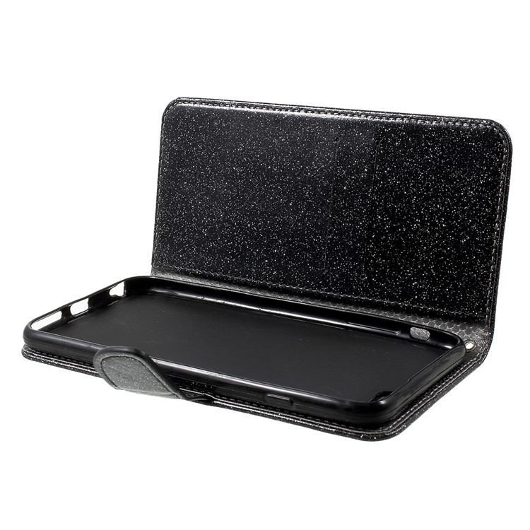 Flashing Powder Wallet Stand Leather Phone Case for iPhone 6s 6 - Black-6