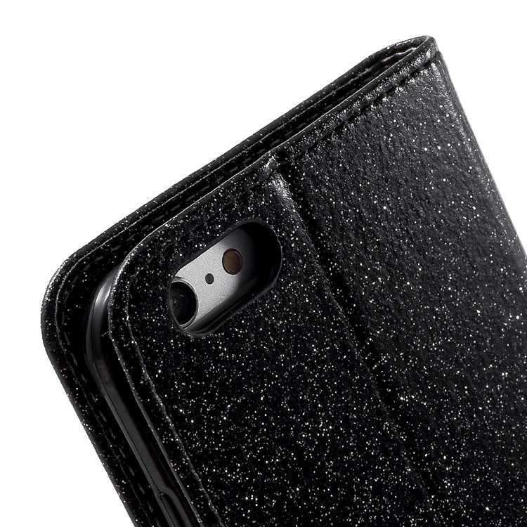 Flashing Powder Wallet Stand Leather Phone Case for iPhone 6s 6 - Black-8