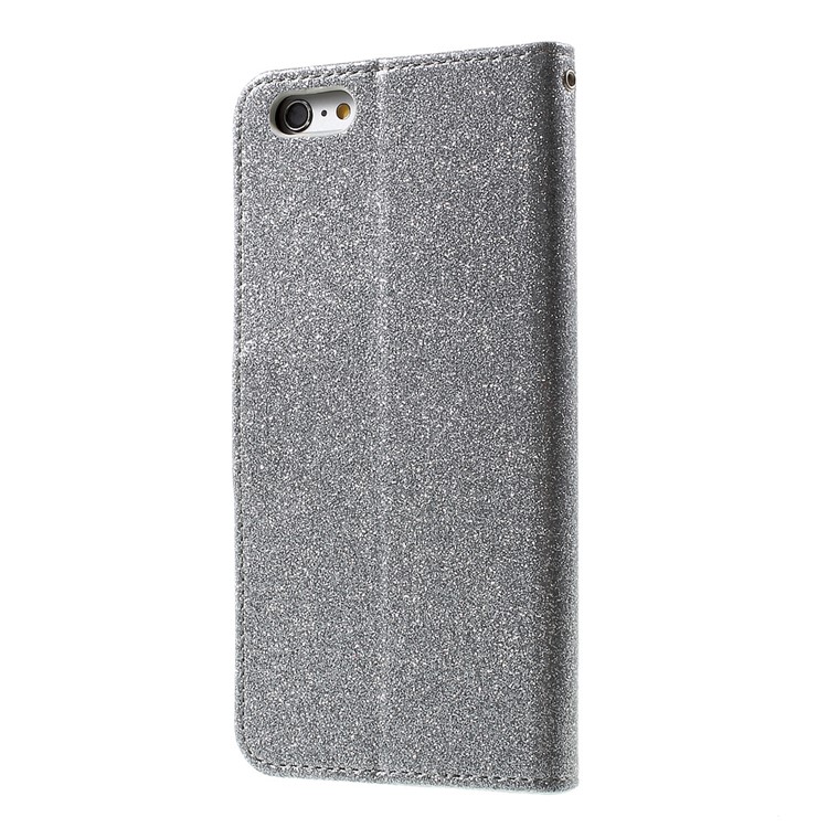 Flashing Powder Magnetic Mobile Case for iPhone 6s 6 (PU Leather + TPU) - Silver-2