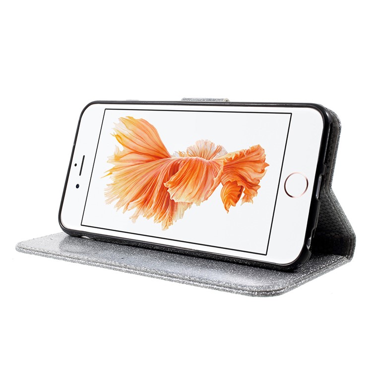 Flashing Powder Magnetic Mobile Case for iPhone 6s 6 (PU Leather + TPU) - Silver-3