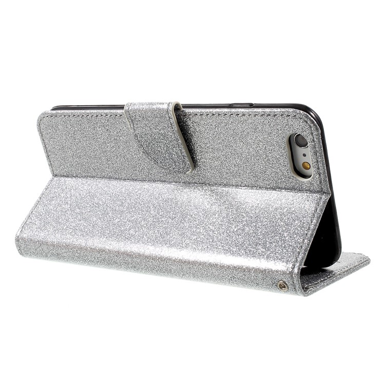 Flashing Powder Magnetic Mobile Case for iPhone 6s 6 (PU Leather + TPU) - Silver-4
