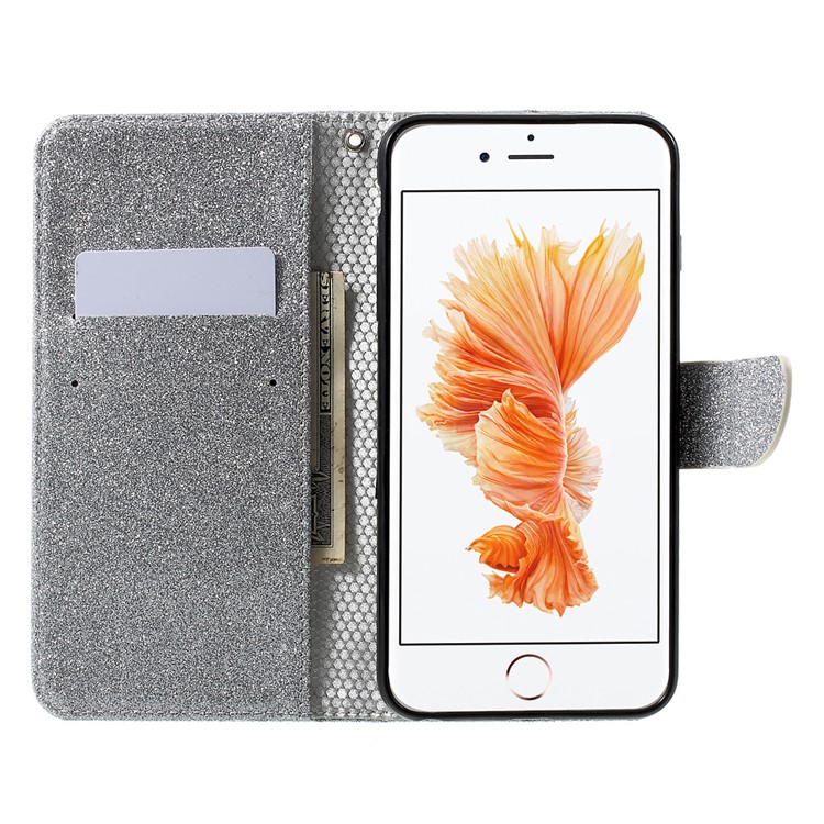 Flashing Powder Magnetic Mobile Case for iPhone 6s 6 (PU Leather + TPU) - Silver-5