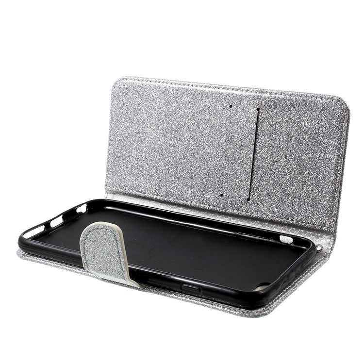 Flashing Powder Magnetic Mobile Case for iPhone 6s 6 (PU Leather + TPU) - Silver-6