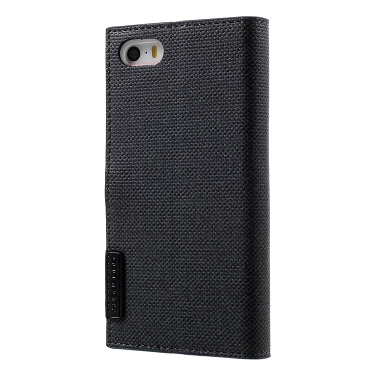 MERCURY GOOSPERY for iPhone SE 5s 5 Milano Diary Leather Phone Case Wallet - Black-2