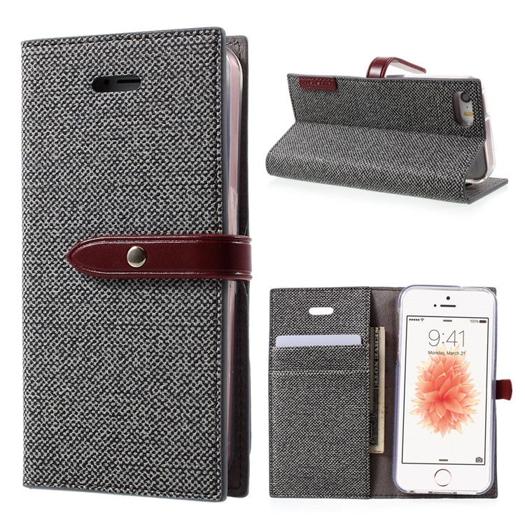 

MERCURY GOOSPERY Milano Diary Leather Protective Case for iPhone SE 5s 5 - Grey