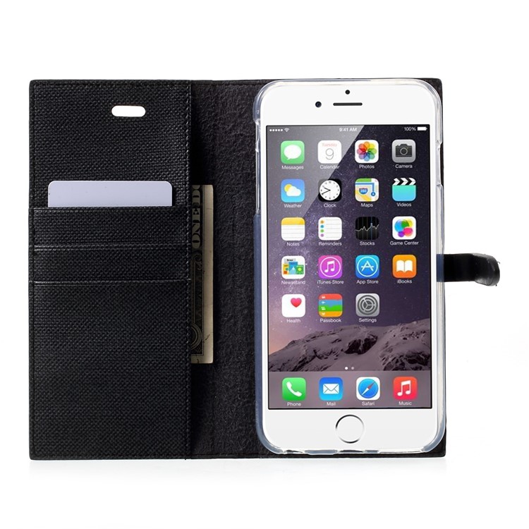 MERCURY GOOSPERY Milano Diary Wallet Leather Case for iPhone 6s 6 4.7 inch - Black-5