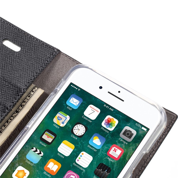 MERCURY GOOSPERY Milano Diary Case for iPhone 7 4.7 Leather Wallet Phone Cover - Black-10