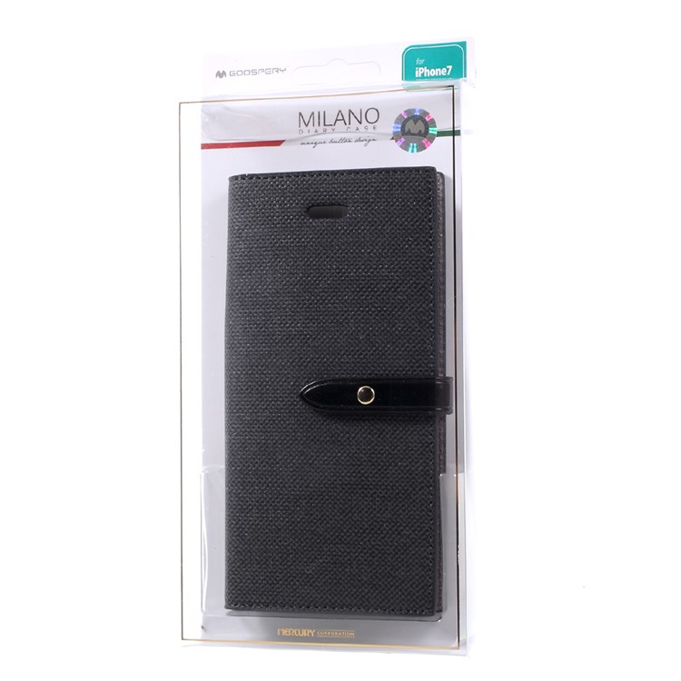 MERCURY GOOSPERY Milano Diary Case for iPhone 7 4.7 Leather Wallet Phone Cover - Black-12