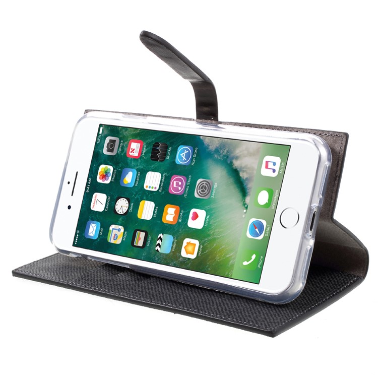 MERCURY GOOSPERY Milano Diary Case for iPhone 7 4.7 Leather Wallet Phone Cover - Black-4