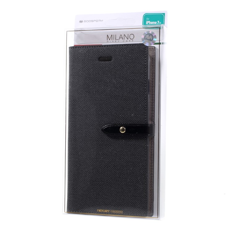 MERCURY GOOSPERY Milano Diary for iPhone 7 Plus 5.5 Wallet Leather Case Phone Cover - Black-13