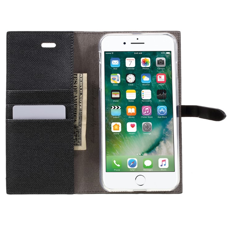 MERCURY GOOSPERY Milano Diary for iPhone 7 Plus 5.5 Wallet Leather Case Phone Cover - Black-6