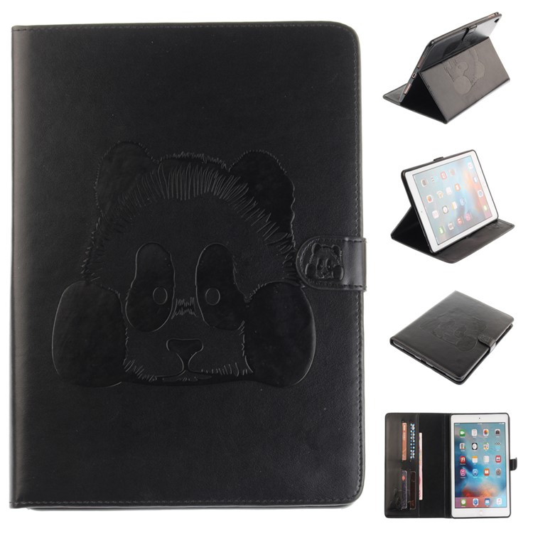 Imprinted Panda Multi Card Slots Smart Leather Folio Case for iPad Pro 9.7 - Black-1