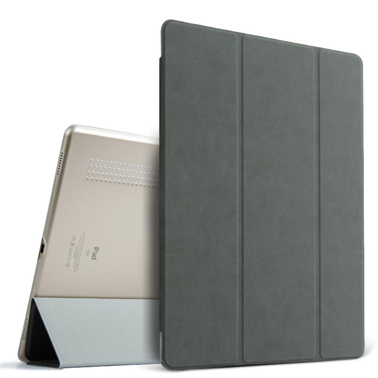 Deerskin Texture Tri-Fold Stand Auto Wake / Sleep Leather Case for iPad Pro 12.9 inch - Grey-1