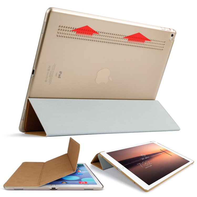 Deerskin Texture Tri-Fold Stand Auto Wake / Sleep Leather Case for iPad Pro 12.9 inch - Grey-3