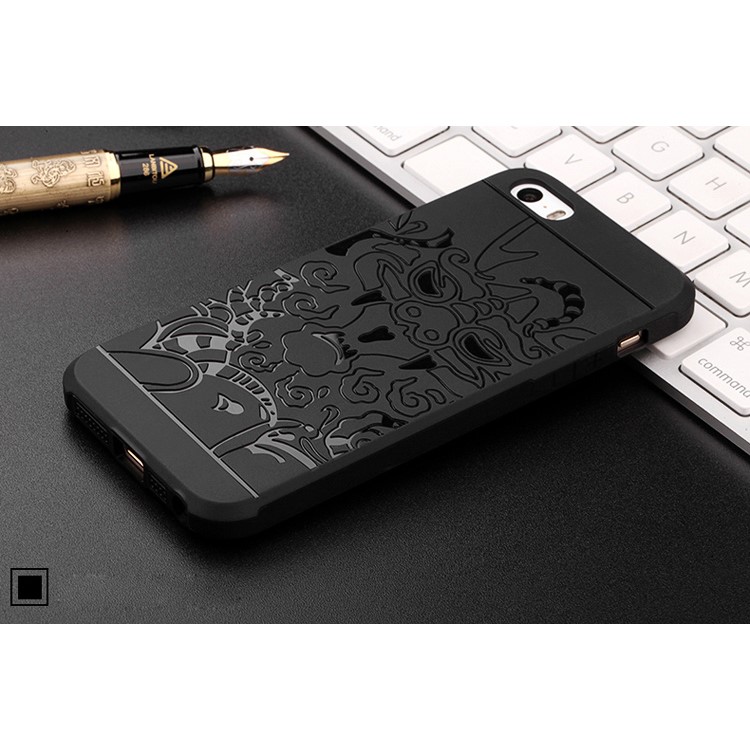 Imprinted Auspicious Dragon Pattern TPU Phone Case for iPhone SE/5s/5 - Black-6