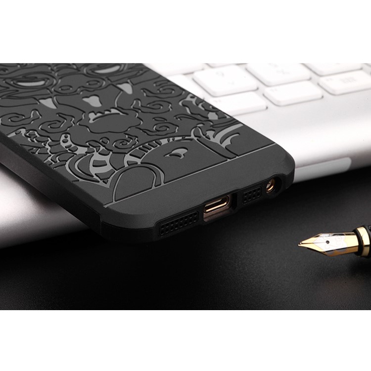 Imprinted Auspicious Dragon Pattern TPU Phone Case for iPhone SE/5s/5 - Black-9