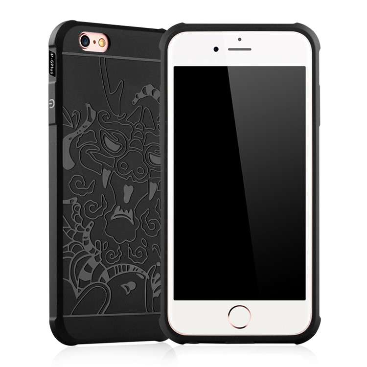 Auspicious Dragon Pattern Drop-proof Imprint TPU Case for iPhone 6s Plus / 6s Plus - Black-1